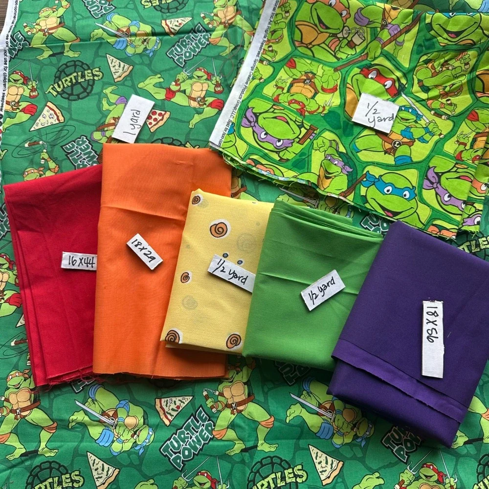 Teenage Mutant Ninja Turtles TMNT Fabric Bundle 7‎ Pieces 3.75 Yards Total